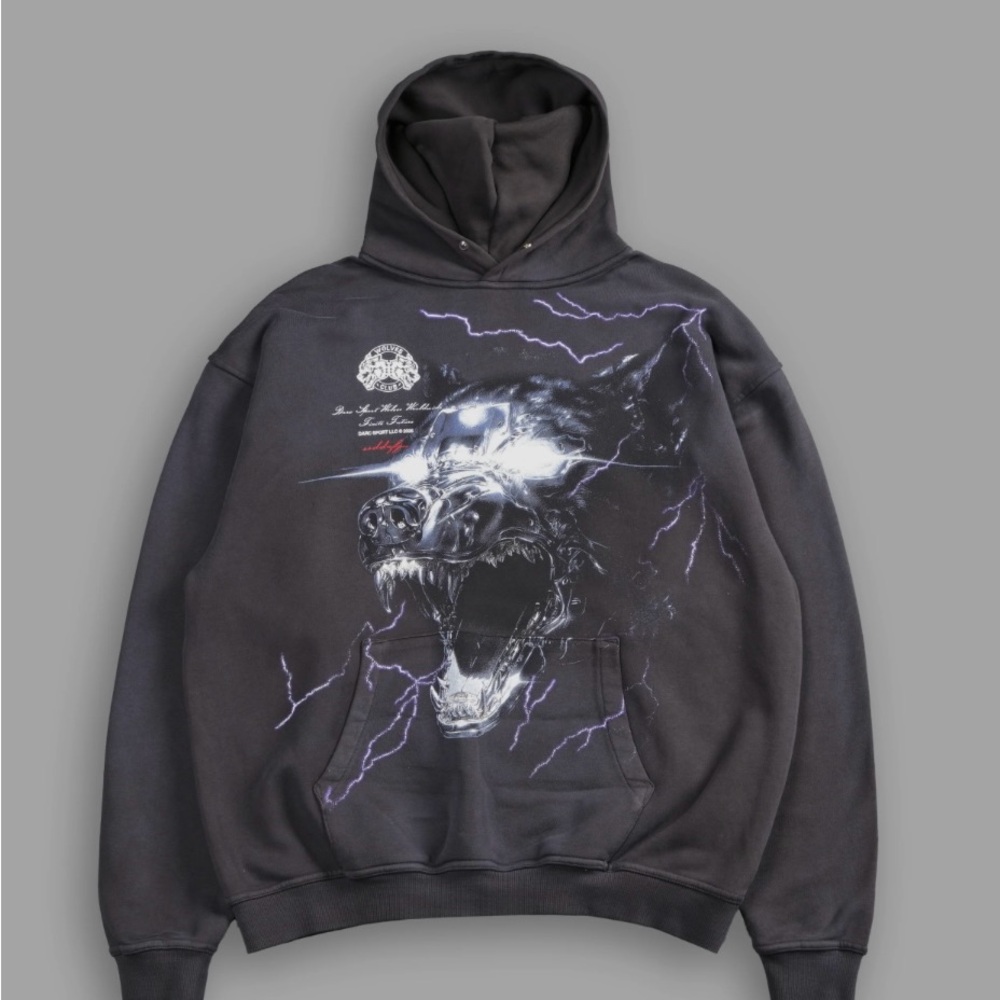 Darcsport EYE OF THE BEAST “pierce” hoodie in wolf gray drift wash